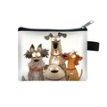 Cute white canvas dog coin purse with cartoon puppy prints and silver metal zipper - Cartoon Dog 06