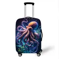 Elastic luggage cover featuring a 3D purple octopus sea animal print on white suitcase - Deep Sea Octopus Style (11)