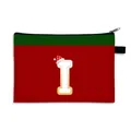 Sac cadeau de Noël rouge et vert avec lettre I festive et motif bonnet de Noël - Bonnet de Noël Lettre I Style