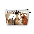 White polyester cosmetic bag featuring five humorous cartoon dogs with red collars - Five Unique Expression Dogs Style (11)