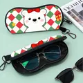 Custodia per occhiali con orsetto cartone animato, gancio a scatto e occhiali neri - 04-Orso Bianco (Argyle)