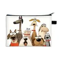 Tragbare weiße Kosmetiktasche mit süßem bunten Hunde-Cartoon-Druck und schwarzem Zipper - Übertriebenes Hundefoto (05)