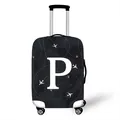 Suitcase cover with black camouflage print and white letter P design for luggage protection - Style P (16)