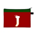 Sac cadeau de Noël rouge et vert avec lettre J festive et motif bonnet de Père Noël - Bonnet de Noël Lettre J Style