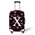 Elastic suitcase cover with black background, pink hearts and white letter X design - Pink Heart Style Letter X (24)