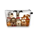 Portable white cosmetic bag featuring colorful cartoon dog patterns with a black zipper - Multiple Comic Dogs Style (12)