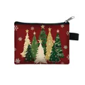 Mini portamonete natalizio rosso scuro con alberi festivi, fiocchi di neve e cerniera superiore - Stile Alberi di Natale Colorati Rosso Scuro (03)