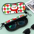 Christmas snowman pattern sunglass pouch with red and green plaid and portable hook - 05-Snowman (Argyle)