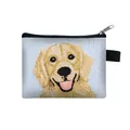 Blue fabric coin purse with golden retriever embroidery and top zipper closure - Golden Retriever