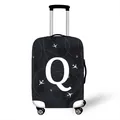Elastic luggage cover in dark gray camouflage with white airplane and letter Q pattern - Style Q (17)