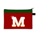 Trousse à maquillage de Noël rouge et verte avec lettre M et bonnet de Noël - Bonnet de Noël Lettre M Style