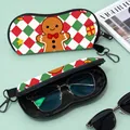 Christmas gingerbread man cartoon print eyewear pouch with portable hook and zipper closure - 06-Gingerbread Man (Argyle)