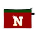 Sac cadeau de Noël en toile rouge avec haut vert et lettre N imprimée festif - Bonnet de Noël Lettre N Style
