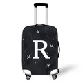 Elastic luggage cover with airplane and letter R print on white suitcase - Style R (18)