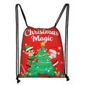 Red Christmas drawstring backpack with Santa and Christmas Magic festive graphic - Christmas Magic Time (06)