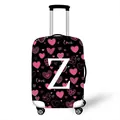 Elastic suitcase cover with black background, pink hearts and large white letter Z print - Pink Heart Style Letter Z (26)