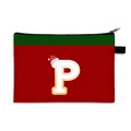 Trousse de maquillage de Noël rouge et verte avec lettre P et bonnet de Père Noël - Bonnet de Noël Lettre P Style