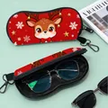 Christmas reindeer pattern sunglasses case with red fabric finish and hook - 10-Reindeer Snowflake (Red)
