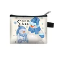 Piccolo portamonete natalizio con disegno pupazzo di neve e chiusura a cerniera - Stile Pupazzo di Neve Let it Snow (08)
