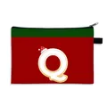 Trousse de maquillage de Noël en toile rouge et verte avec motif festif de lettre Q - Bonnet de Noël Lettre Q Style