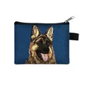 Dark blue fabric coin purse with German Shepherd embroidery and top zipper closure - German Shepherd