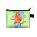 Light green canvas coin purse with orange cartoon horse and metal zipper closure - Mint Green Cartoon Horse (10)