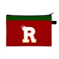 Pochette de Noël rouge et verte avec lettre R festive et petit bonnet de Père Noël mignon - Bonnet de Noël Lettre R Style