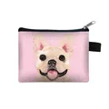Pink fabric coin purse with embroidered French Bulldog and black zipper closure - French Bulldog