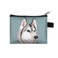 Cute husky dog print coin purse with zipper closure and portable storage carry loop - Husky