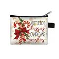 Mini portamonete natalizio per bambini con stampa di bastoncini di zucchero e zip - Stile Bastoncino di Zucchero Mistletoe Kisses (13)