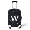 Elastic luggage cover featuring dark camouflage pattern and white letter W print - Style W (23)