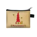 Mini portamonete natalizio in tela beige con uccellini festivi e motivo ad albero - Stile Uccellini e Scatole Regalo (14)
