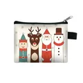 Mini portamonete natalizio in tela con stampa di Babbo Natale e renna e zip nera - Stile Elfi di Natale e Animali (15)