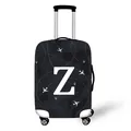 Elastic suitcase cover in black camouflage with white airplane icons and letter Z print - Style Z (26)