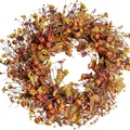Autumn wreath with pumpkins, berries, and maple leaves for Thanksgiving door decoration - 45cm / Style A