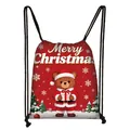 Christmas drawstring gift bag with a cute Santa bear and Merry Christmas text print - Santa Claus Bear (19)