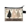 Mini portamonete natalizio in tela con tre alberi decorativi e chiusura a zip - Stile Tre Alberi di Natale (20)