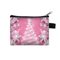 Piccolo portamonete rosa di Natale con motivo albero bianco e chiusura lampo - Stile Albero di Natale con Piume Rosa (23)