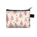 Mini portamonete natalizio con albero acquerello rosa e motivo a stelle dorate - Stile Albero di Natale Acquerello e Pois (24)