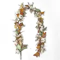1.8m Autumn garland with white pumpkins, maple leaves and berries for harvest decor - Autumn Maple Leaf White Pumpkin Style (WSJ0017)