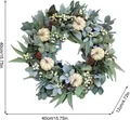 Detail showing 40cm autumn wreath with white pumpkins, pine cones and berries - Autumn Pumpkin Pine Cone Wreath (WSJ0022) / 45cm
