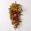 Autumn swag with faux pumpkins, maple leaves, and berries for Thanksgiving wall decor - Autumn Pumpkin Artificial Flower Swag