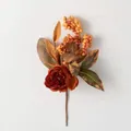 Autumn artificial peony and sunflower hanging ornament with orange berries for Thanksgiving - Autumn Peony Artificial Berry Stem