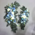 Artificial blue rose arch floral set with eucalyptus leaves for wedding reception decor - Blue Rose Style