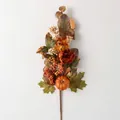 Autumn floral arrangement with pumpkins, sunflowers and maple leaves on white background - Autumn Pumpkin Artificial Flower Stem