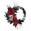 Gotischer Halloween-Kranz mit roten Rosen, Totenköpfen und Skeletthänden für die Party - Skeletthand Stil (WSJ003) / 40CM