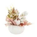 Citrouille blanche en mousse avec feuilles d'automne et baies pour décor moderne - Style Ornement de Table Citrouille Blanche (B011)