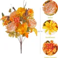 Herbstlicher künstlicher Blumenstrauß mit Rosen und Sonnenblumen für die Deko - 46cm / Herbsternte Zweig
