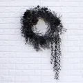 Ghirlanda nera di Halloween con rose e rami per decorazione della porta da festa - 40CM / Stile Rosa Ramo Morto Gotico Nero (WSJ020)