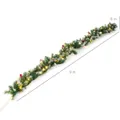 Kerstslinger met rode bessen en dennenappels inclusief LED-verlichting met lengte 2,7m - Besneeuwde Dennenslinger